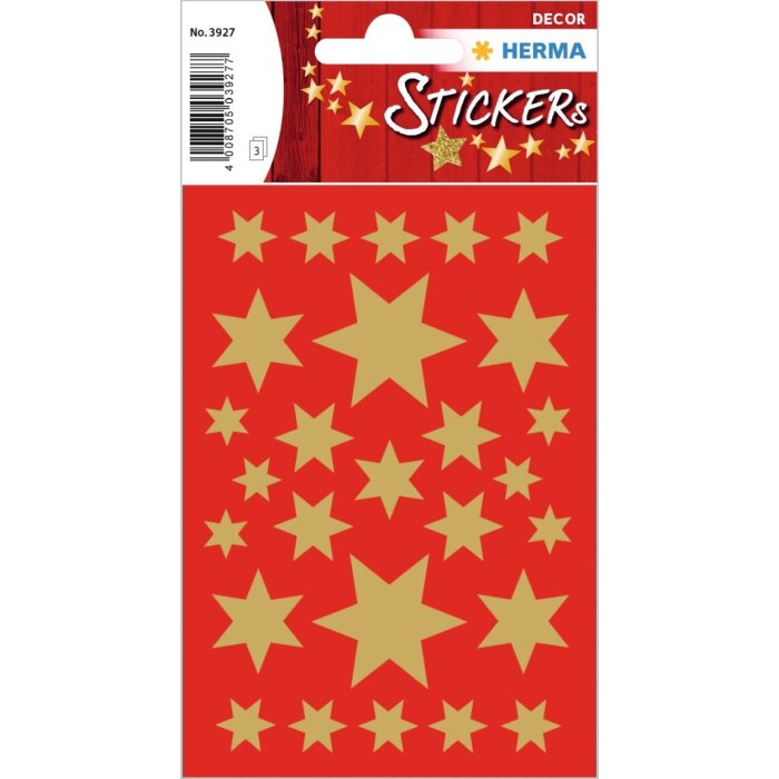 Herma Weihnachtssticker DECOR STERNE GOLD 3 Blatt