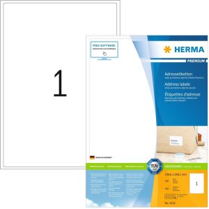 HERMA Adressetiketten Premium A4 weiß 199,6x289,1...