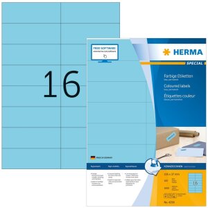 HERMA Etiketten A4 blau 105x37 mm Papier matt 1600...