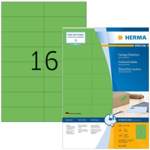 HERMA Etiketten A4 grün 105x37 mm Papier matt 1600...