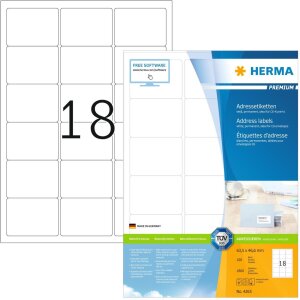 HERMA Adressetiketten Premium A4 weiß 63,5x46,6 mm...