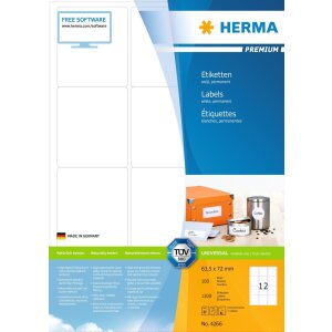 HERMA Etiketten Premium A4 weiß 63,5x72 mm Papier...
