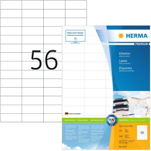 HERMA Etiketten Premium A4 weiß 52,5x21,2 mm 5600...