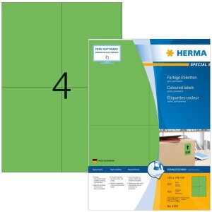 HERMA Etiketten A4 grün 105x148 mm Papier matt 400 St.