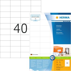 HERMA Etiketten Premium A4 weiß 52,5x29,7 mm Papier...
