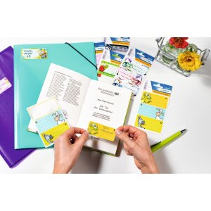 HERMA Schuletiketten Schule Blumengesichter weiß klein