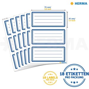HERMA Schuletiketten neutral blauer Rand, Größe: 100 x 70 mm