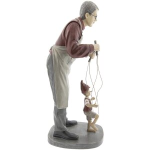 Dekorace Muž s loutkou 6PR2417 pestrobarevný 36 cm polyresin