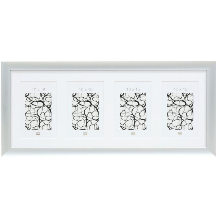 S021D1 Stříbrný hliníkový rámeček na 4 fotografie 10x15 cm
