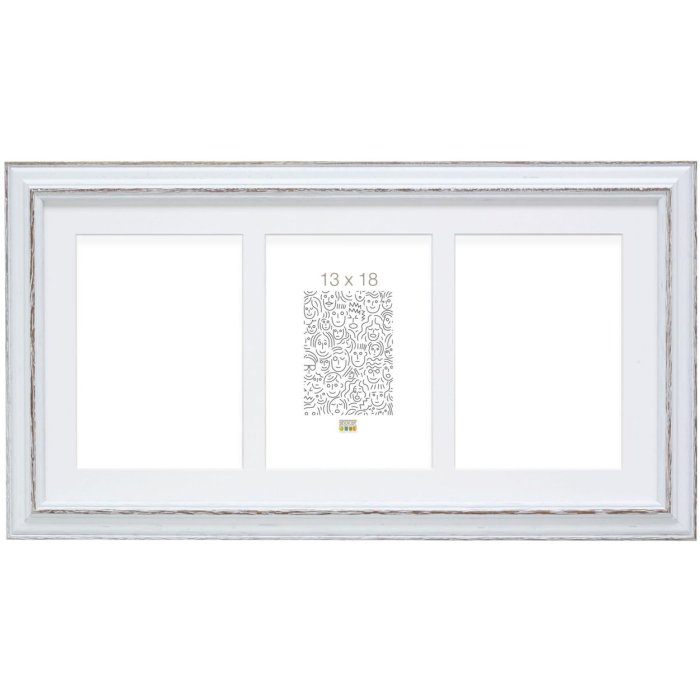S221H3 Bílý rámeček s paspartou na 3 obrázky 10x15 cm