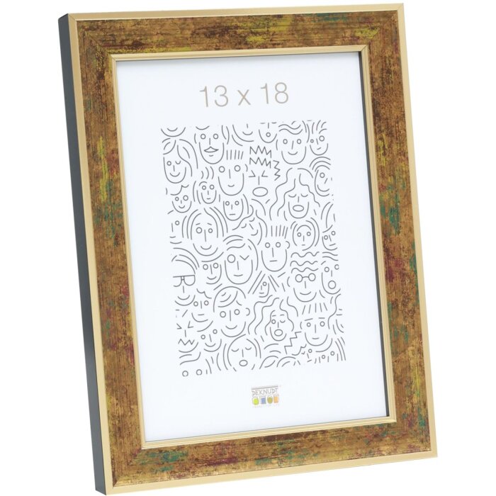 S40JB2 Dřevěný rám ve zlaté barvě se zelenými a tmavě červenými tóny 20x20 cm