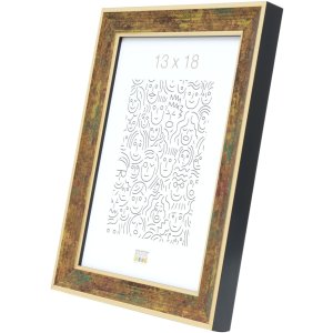 S40JB2 Dřevěný rám ve zlaté barvě se zelenými a tmavě červenými tóny 20x20 cm