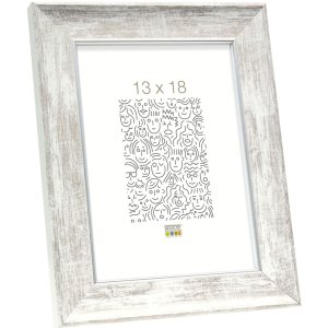 S46EE1 Dřevěný rám v bílé barvě se stříbrným okrajem 20x30 cm