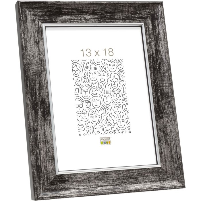 S46EE2 Dřevěný rám v černé barvě se stříbrným okrajem 30x30 cm
