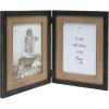 S67TW2 Dvojitý rám černý s dřevěnou paspartou na 2 svislé fotografie 10x15 cm