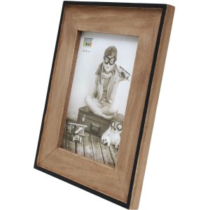 S67TX2 Úzký rám v černé barvě s dřevěným paspartováním 13x18 cm