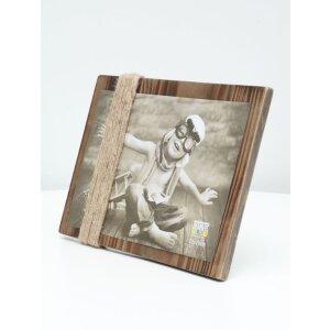 S67UA2 Držák na obrazy hnědý lakovaný s provázky 13x18 cm