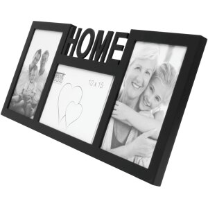 S68NK2 Černý rámeček na 3 fotografie - HOME 10x15 cm