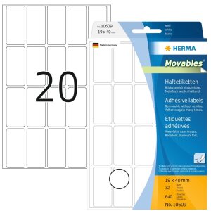 HERMA Vielzwecketiketten weiß 19x40 mm Movables...