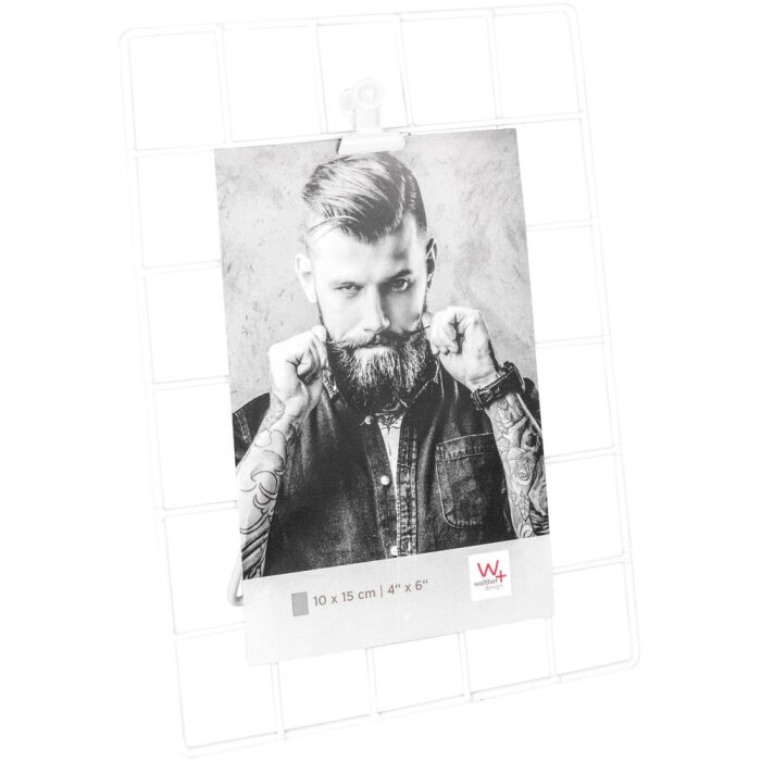 Tyčová kovová mřížka s klipem na 1 fotografii bílá 13x18 cm