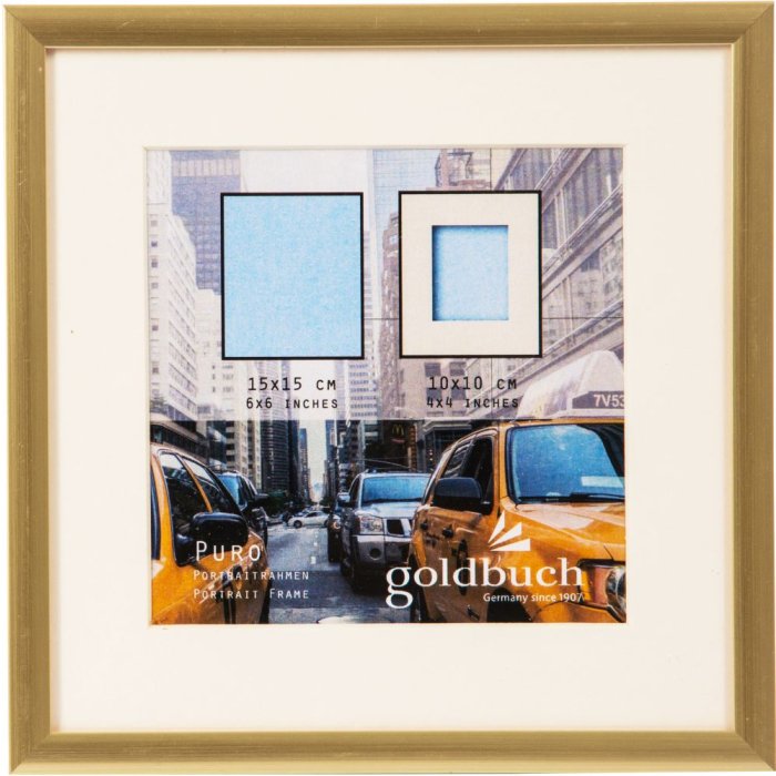 Plastový rám Goldbuch Puro 15x15 cm zlatý s paspartou 10x10 cm