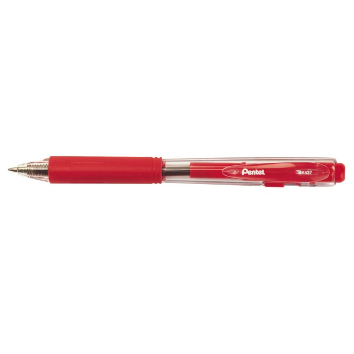 Pentel BK437 biros červený 0,35 mm výsuvný mechanismus trojúhelníkový úchop