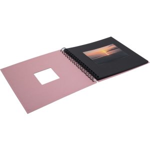 HNFD Spirálové album Khari rose žebrované 24x25 cm 50 černých stran