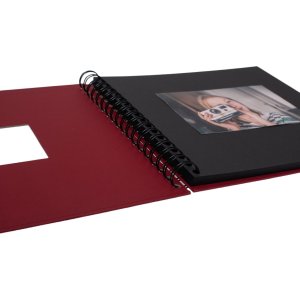 HNFD Spirálové album Khari rosso žebrované 24x25 cm 50 černých stran