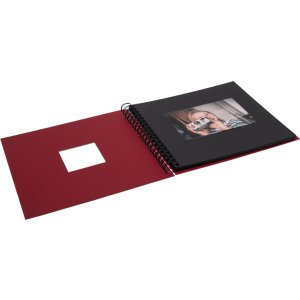 HNFD Spirálové album Khari rosso žebrované 24x25 cm 50 černých stran
