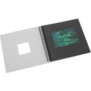 HNFD Spirálové album Khari ledově šedé žebrované 24x25 cm 50 černých stran