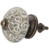 Clayre & Eef 64162 Dveřní knoflík Ø 4 cm Šedohnědý keramický kulatý