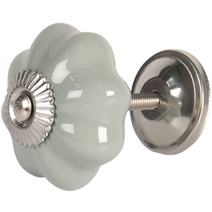 Clayre & Eef 64380 Dveřní klika Ø 4 cm Šedá keramika