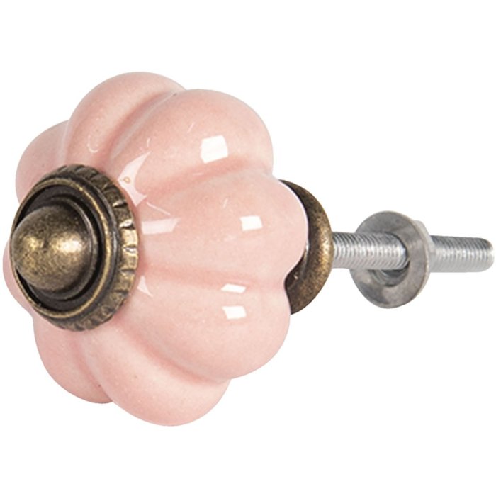 Clayre & Eef 64388 Dveřní knoflík Ø 4 cm Růžová keramika