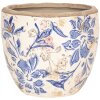 Clayre & Eef 6CE1031S Květináč Ø 13x11 cm Modrobéžový keramický květináč kulatý