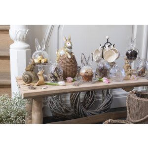 Clayre & Eef 6GL2508 Skleněný hrnec na králíka oválný 12x8x9 cm průhledný s víkem