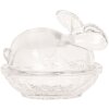Clayre & Eef 6GL2508 Skleněný hrnec na králíka oválný 12x8x9 cm průhledný s víkem