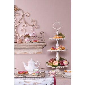 Clayre & Eef 6CEMU0059 Hrnek 200 ml Béžový růžový porcelán Květiny Zlato