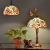 LumiLamp 5LL-5981 Stolní lampa Tiffany Ø 40x63 cm Béžové červené sklo Květy