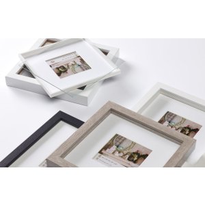 Stockholm 3D dřevěný rám 30x30 cm double passe-partout černý