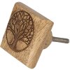 Clayre & Eef 64496 Dveřní klika 4x2x4 cm hnědý dřevěný čtverec