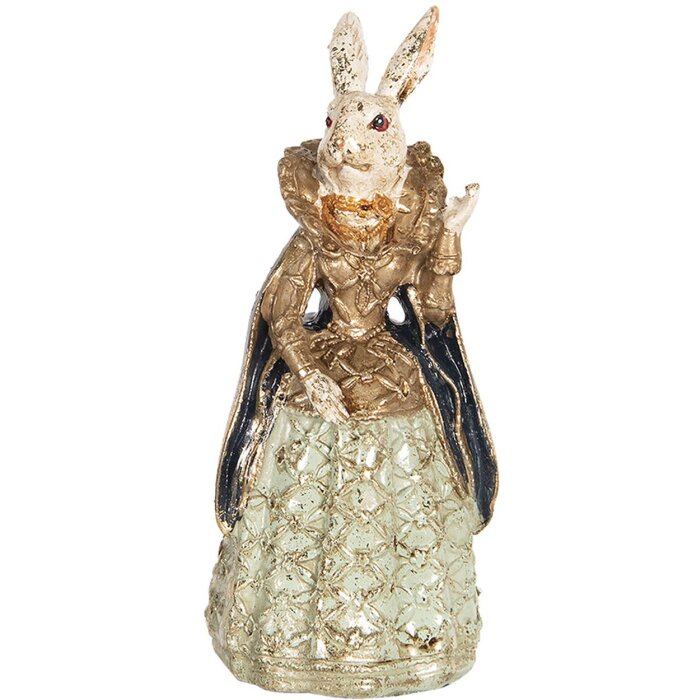 Clayre & Eef 6PR2525 Figurka králíka 5x4x11 cm béžová modrá polyresinová