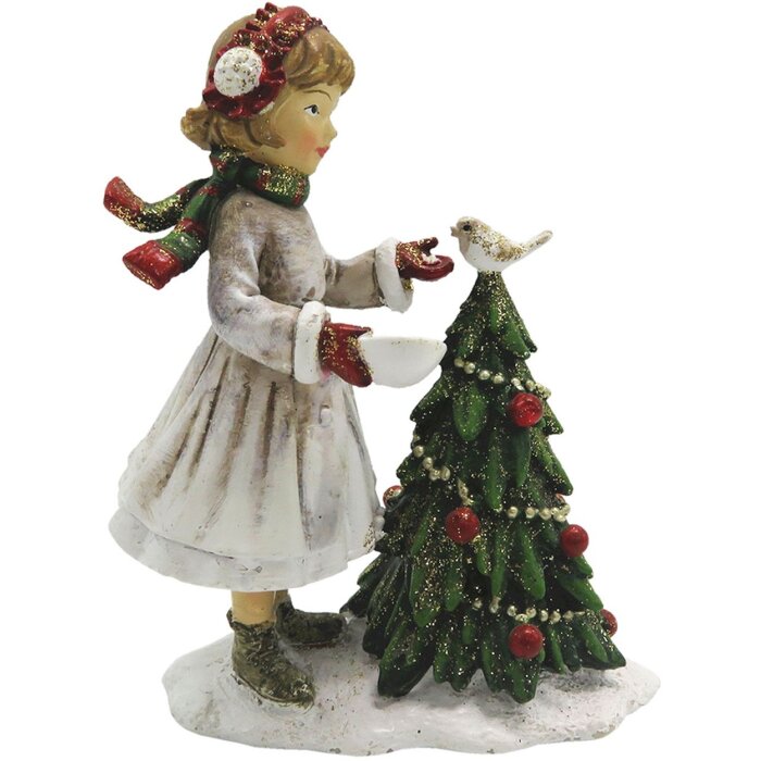 Dekorace dítě s vánočním stromkem 9x5x12 cm Clayre & Eef 6PR2786