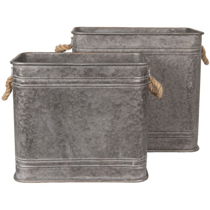 Dekorace železný kbelík (2 kusy) 44x26x39 - 38x22x33 cm Clayre & Eef 6Y3737