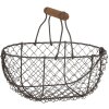 Clayre & Eef Y3756 Úložný koš 24x16x11/23 cm Hnědý železný kulatý koš