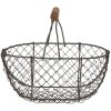 Clayre & Eef Y3756 Úložný koš 24x16x11/23 cm Hnědý železný kulatý koš