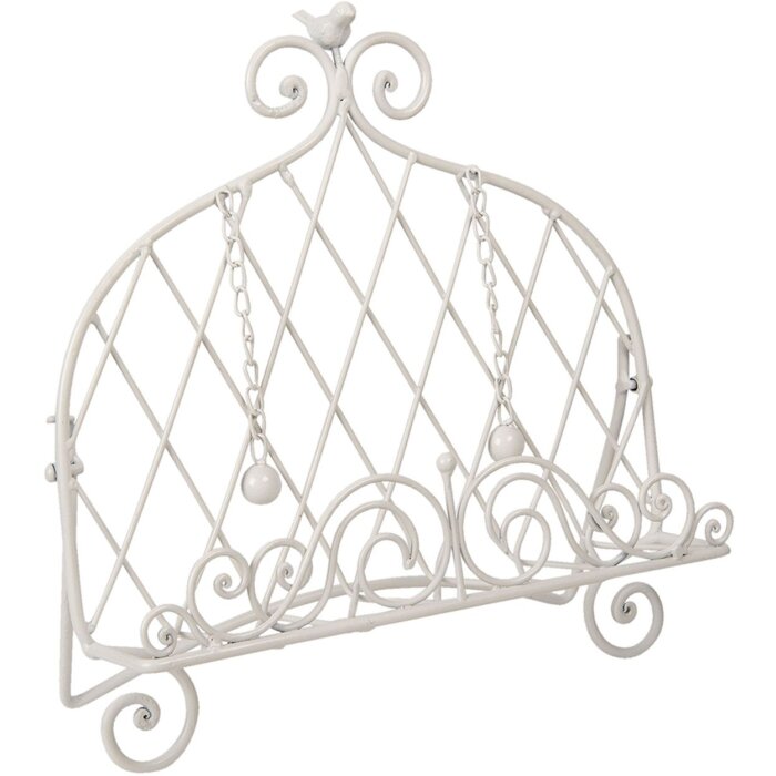 Clayre & Eef W40392W Vazač 34x17x35 cm Bílý železný držák na knihy