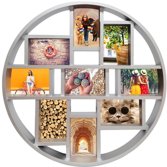 Henzo Fotogalerie Disk 9 fotografií 10x15 cm stříbrný (56x56 cm)