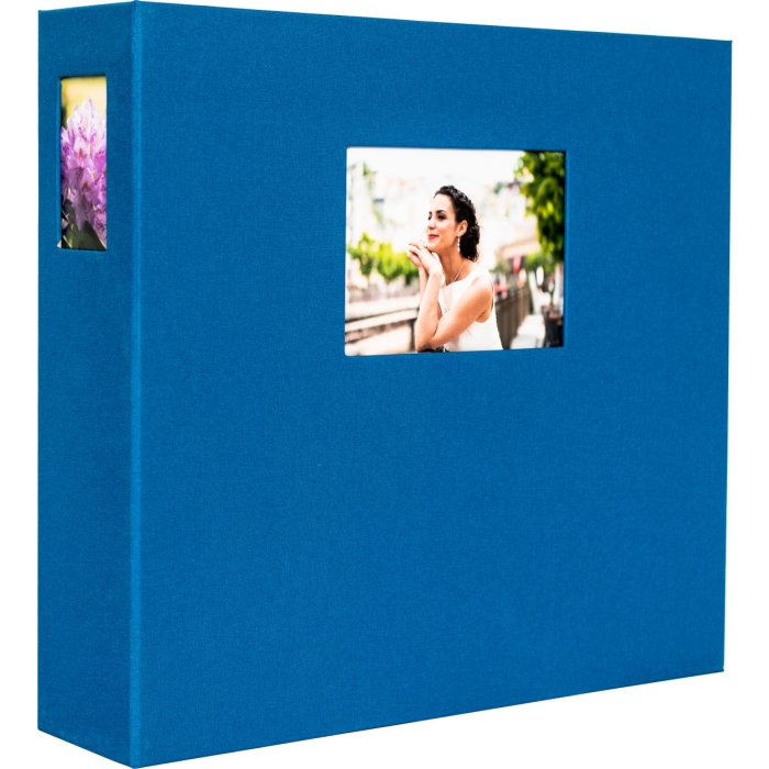 HNFD fotoalbum Lona modré plátno 1000 fotografií 34,5x33 cm 168 černých stran