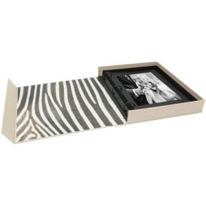 Lněný box na fotografie se spirálovým albem 26x32 cm