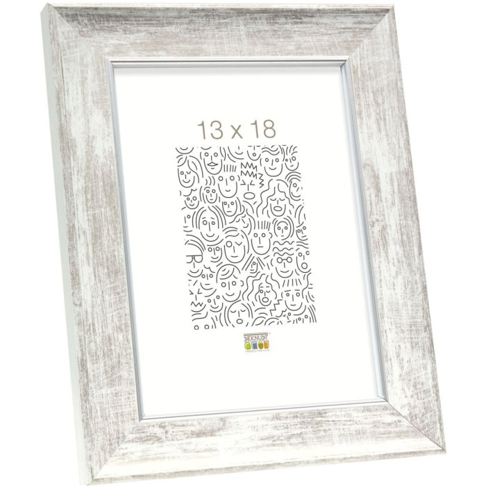 Dřevěný rám S46E stříbrný okraj 15x20 cm bílé antireflexní sklo